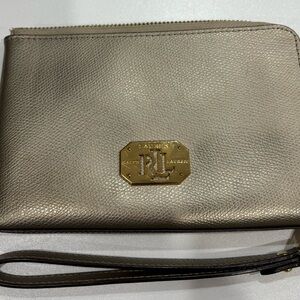 Ralph Lauren wristlet. Gold metallic.  Excellent condition. Brand new